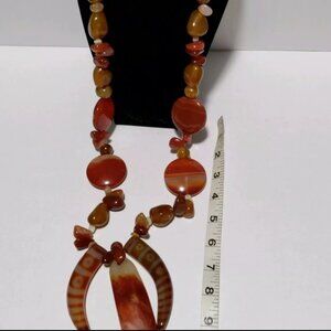 Huge Vintage Baltic Amber And Carnelian Necklace 556 Grams With 10k Gold Clasp